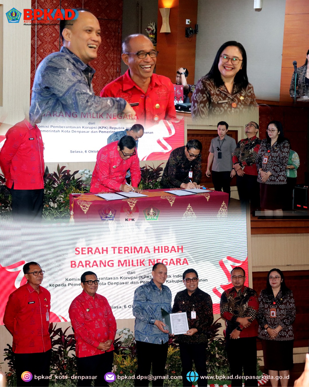 KEGIATAN SERAH TERIMA BARANG MILIK NEGARA  DARI KOMISI PEMBERANTASA KORUPSI (KPK) REPUBLIK INDONESIA  KEPADA PEMERINTAH KOTA DENPASAR